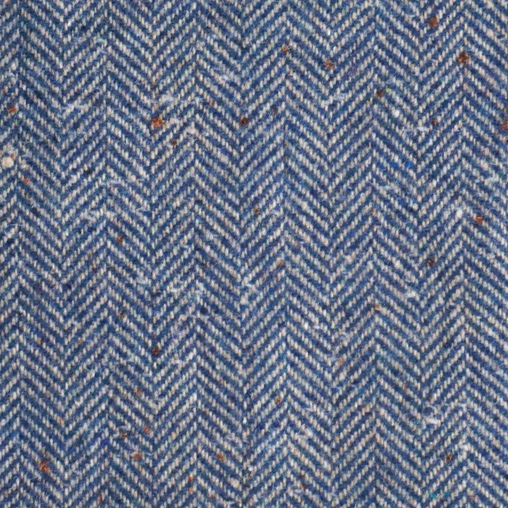 Wollstoff Schurwolle Seide Tweed Italien Fischgrat blau
